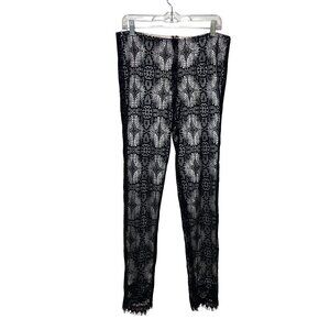 ALEXIS Black Lace Up Pants With Floral Pattern‎ size Medium